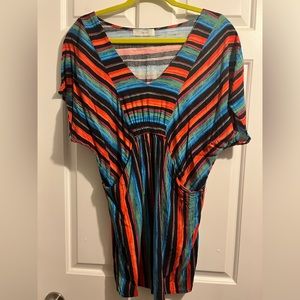 Solenoid mini dress. Striped multi color.